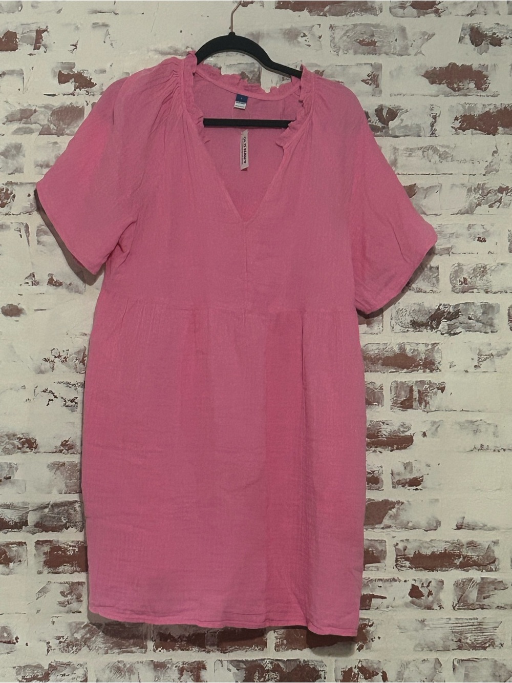 Old Navy Pink V-Neck Short Sleeve Tunic Dress